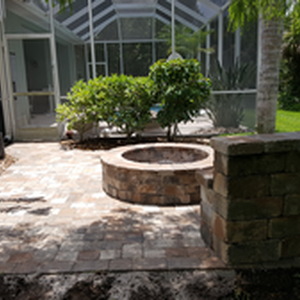 Stone bench and firepit